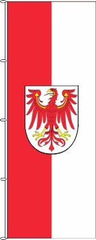 Brandenburg mit Wappen - Hochformatflagge