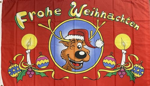 Frohe Weihnachten Rentierkopf - preiswerte Alternative: 150 x 90 cm