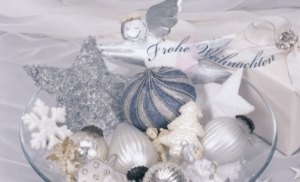 Frohe Weihnachten Weihnachtsschmuck silber - Querformatflagge