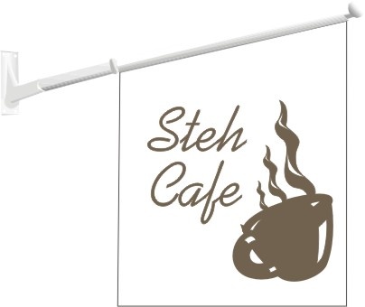 Kioskfahne Steh Cafe - komplett mit Stange und Halter