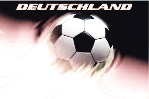 Deutschland mit Feuerball (Hohlsaum) 150 x 100 cm - Schnäppchen - Querformatflagge