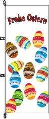 Frohe Ostern 12 Eier weiß - Hochformatflagge