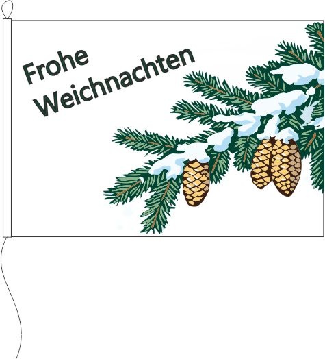 Tannenzweig mit Zapfen und Schnee - Querformatflagge