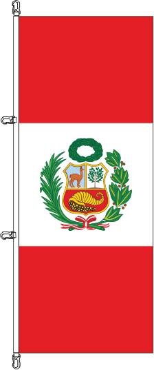 Peru mit Wappen - Hochformatflagge