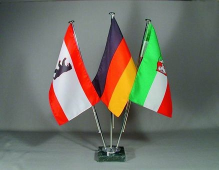 Tischflaggenständer verchromt/Marmor 4-fach - Löcher im Viereck