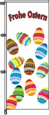 Frohe Ostern 12 Eier weiß - Auslegerflagge