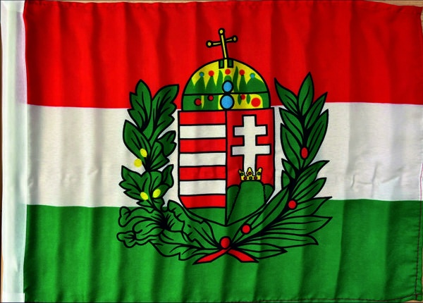 Ungarn mit Wappen Emblem - Autofahne