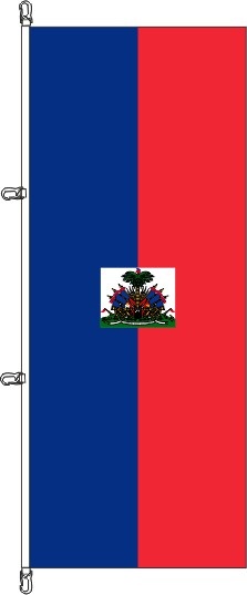 Haiti mit Wappen - Hochformatflagge
