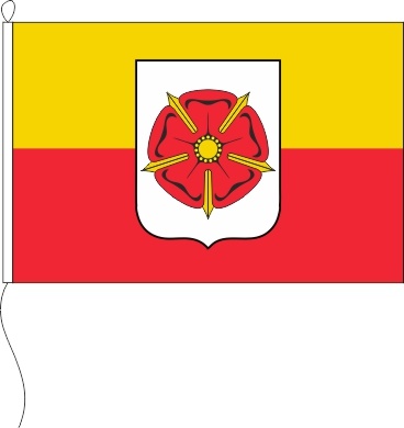 Lippische Rose gelb/rot mit Wappen - Querformatflagge - Querformatflagge