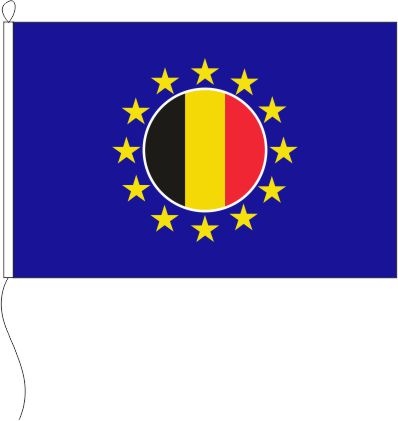 Europa (Belgien Emblem im Sternenkreis) - Querformatflagge