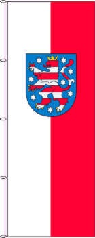 Thüringen mit Wappen - Hochformatflagge