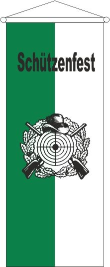 Schützen grün/weiß mit Emblem + Text - Bannerfahne