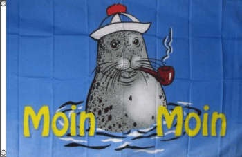 Moin Moin Seehund mit Pfeife - preiswerte Alternative: 150 x 90 cm