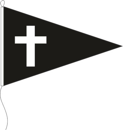 Trauerwimpel schwarz mit weißem Kreuz - Querformatflagge