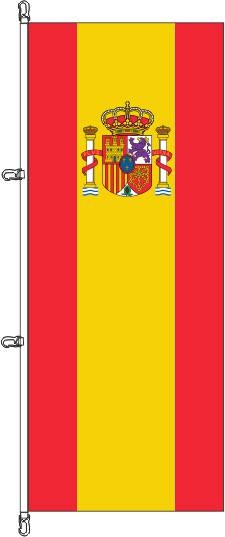 Spanien mit Wappen - Hochformatflagge