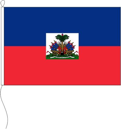 Haiti mit Wappen - Querformatflagge
