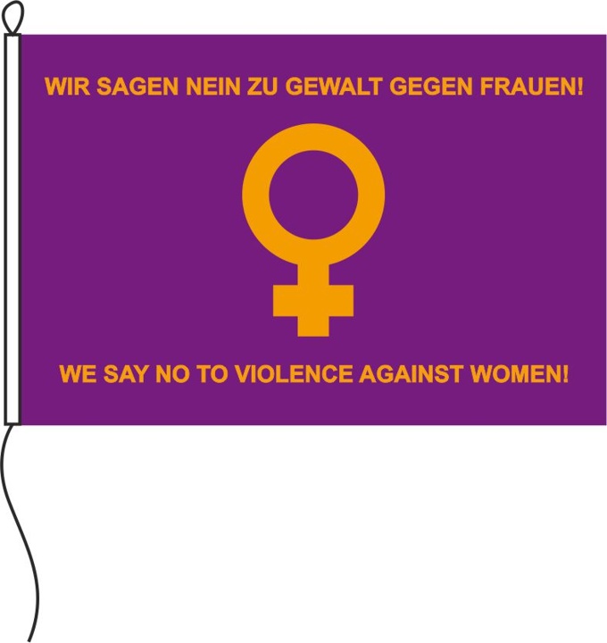 Wir sagen Nein zu Gewalt gegen Frauen - Querformatflagge