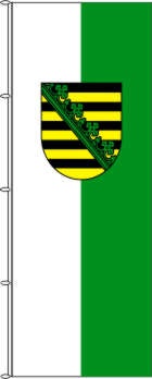 Sachsen mit Wappen - Hochformatflagge