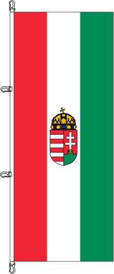 Ungarn mit Wappen - Hochformatflagge