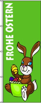 Frohe Ostern Osterhase grün - Hochformatflagge