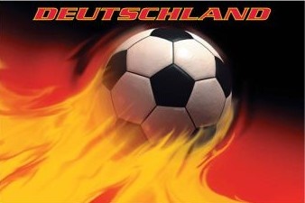Deutschland mit Feuerball (Hohlsaum) 150 x 100 cm - Schnäppchen - Querformatflagge