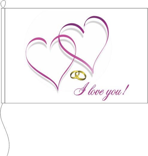 I love you 2 Ringe - Querformatflagge