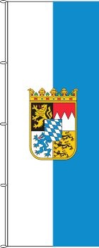 Bayern weiß-blau mit Wappen - Hochformatflagge