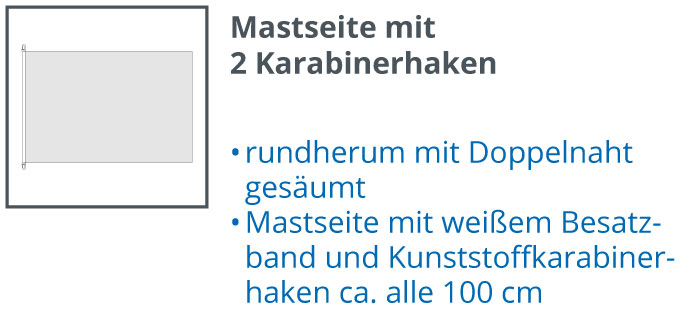 Mastseite mit 2 Kunststoffhaken
