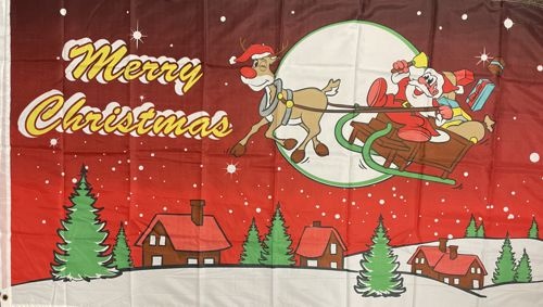 Merry Christmas Rentier mit Schlitten - preiswerte Alternative: 150 x 90 cm