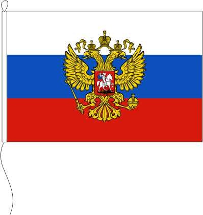Russland mit Wappen - Querformatflagge