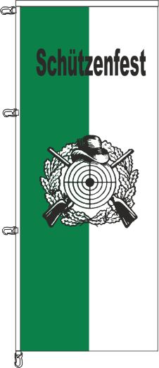 Schützen grün/weiß mit Emblem + Text - Auslegerflagge