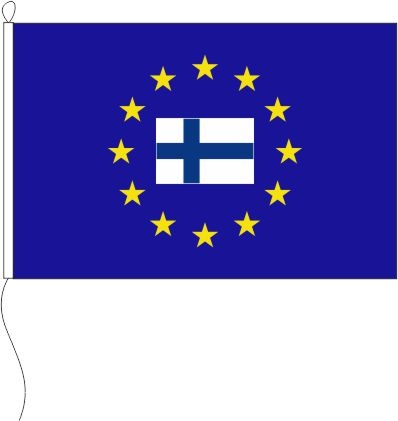 Europa (Finnland Fahne im Sternenkreis) - Querformatflagge