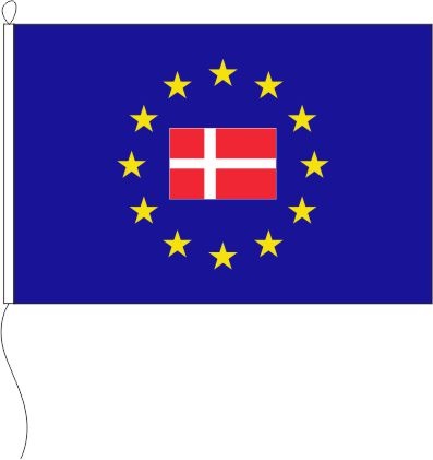 Europa (Dänemark Fahne im Sternenkreis) - Querformatflagge