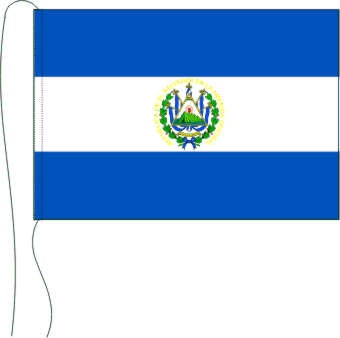 El Salvador mit Wappen - Tischflagge 25 x 15 cm