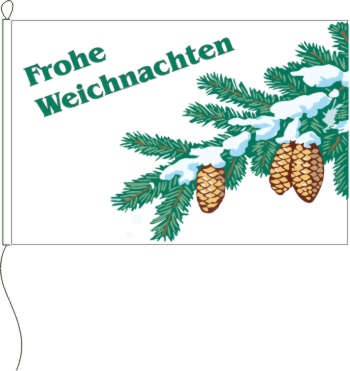 Tannenzweig mit Zapfen und Schnee - Querformatflagge