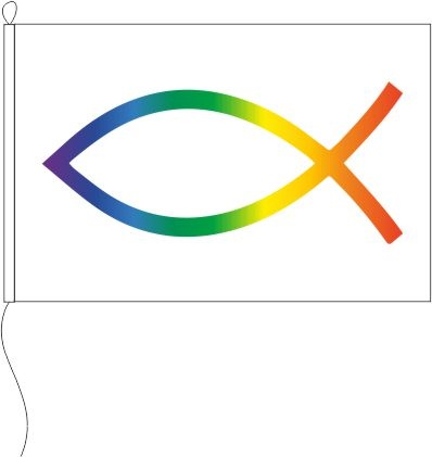 Regenbogen Fisch (Christentum) - Querformatflagge