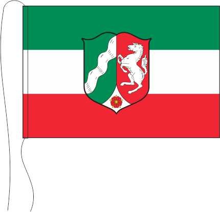 Nordrhein-Westfalen mit Dienstwappen - Tischflagge 25 x 15 cm