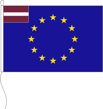 Europa (Lettland in der Gösch) - Querformatflagge