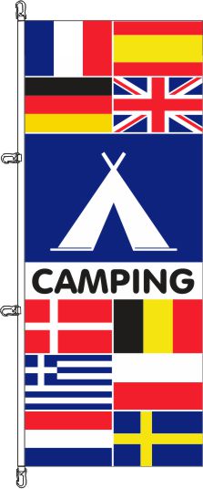 Camping + 10 Länder - Hochformatflagge