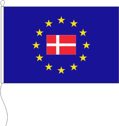 Europa (Dänemark Fahne im Sternenkreis) - Querformatflagge