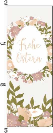 Frohe Ostern Osterei mit Blumen - Hochformatflagge