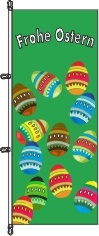 Frohe Ostern 12 Eier grün - Hochformatflagge