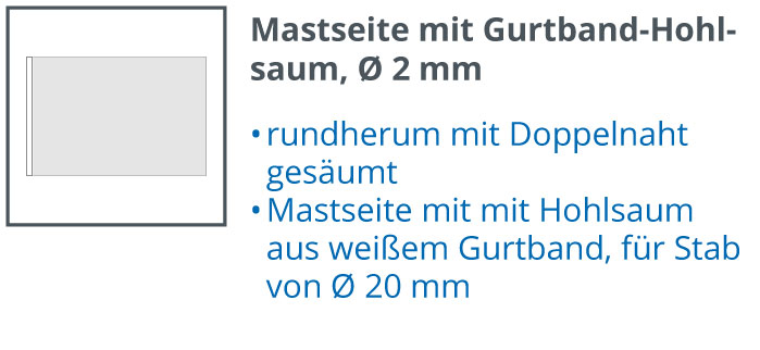 Mastseite mit Gurtband-Hohlsaum Ø 2cm
