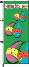Frohe Ostern 6 Eier grün - Auslegerflagge